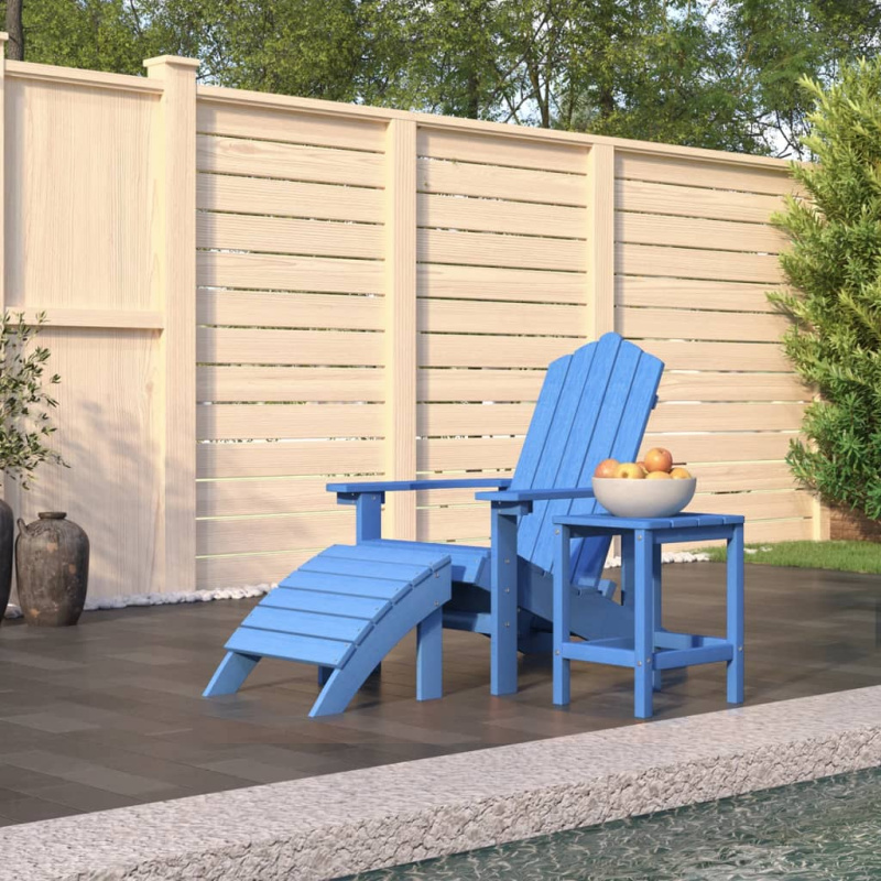 Zahradní Křeslo Adirondack + Podnožka/Stolek Hdpe Akvamarínové - Bílá / 2x křeslo   2x podnožka