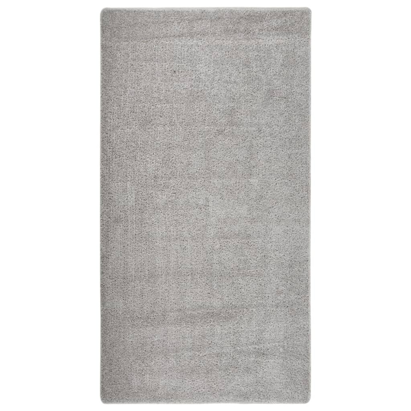 Koberec S Dlouhým Vlasem Světle Šedý Protiskluzový - Světle šedá / 80 x 150 cm