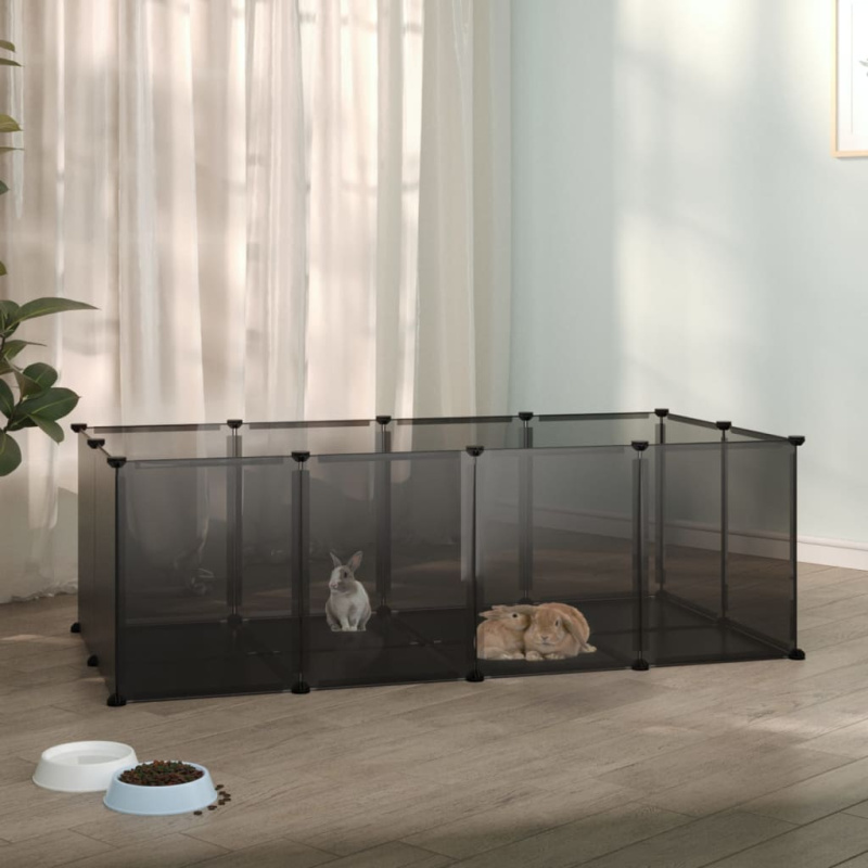 Klec Pro Malá Zvířata Černá 144 X 74 X 46,5 Cm Pp A Ocel - Transparentní