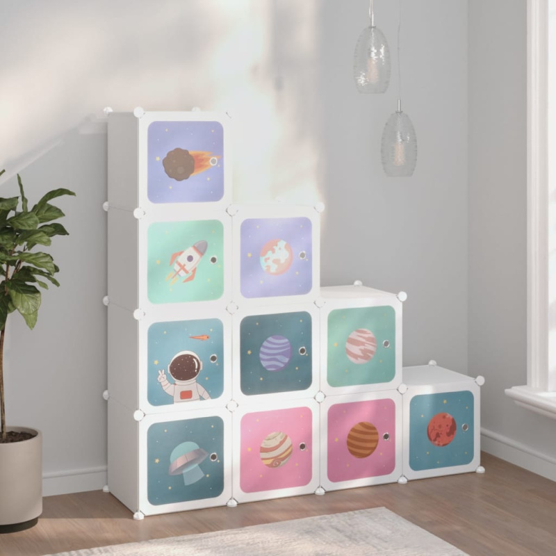 Dětská Modulární Skříň S 10 Úložnými Boxy Pp Bílá - 123.5 cm / 124.5 cm
