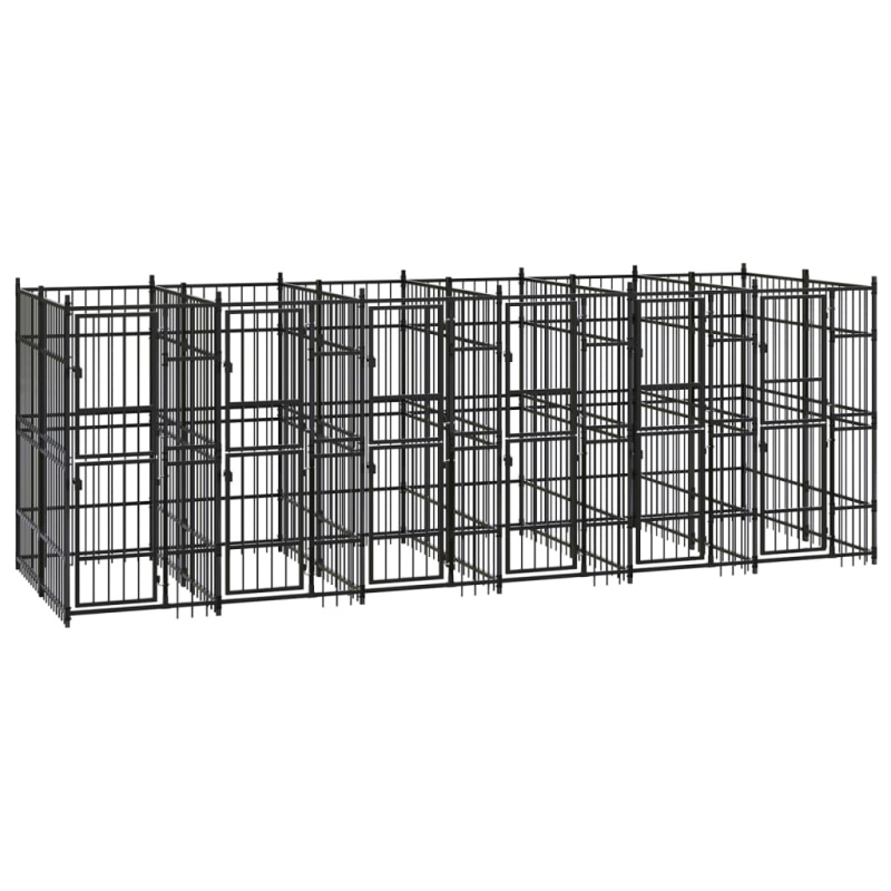 Venkovní Psí Kotec Ocel 11,06 M² - Se stříškou / 192 x 192 x 200 cm