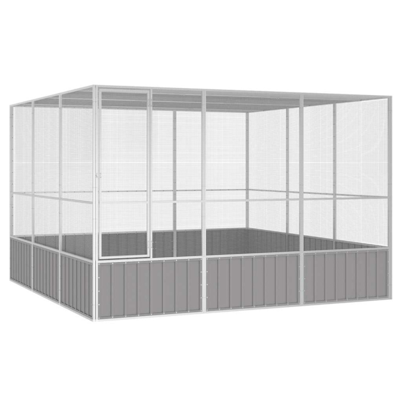 Ptačí Klec Šedá 302,5X324,5X211,5 Cm Pozinkovaná Ocel - Šedá / 302.5 x 324.5 x 211.5 cm