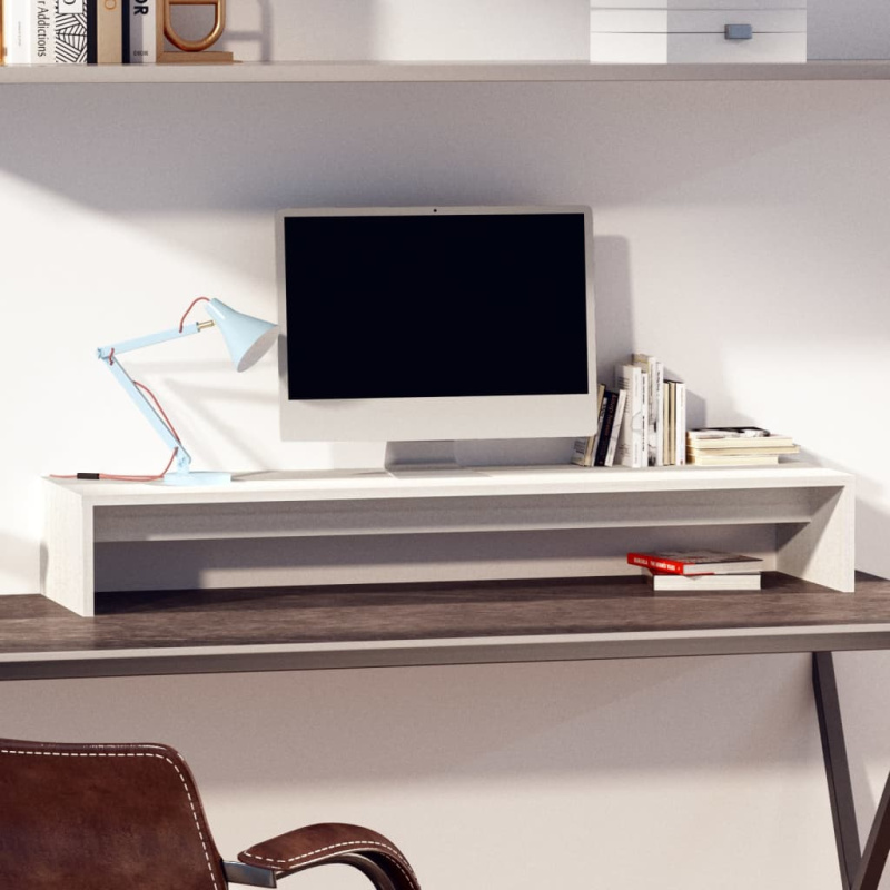 Stojan Na Monitor 100 X 27 X 15 Cm Masivní Borové Dřevo - Přírodní