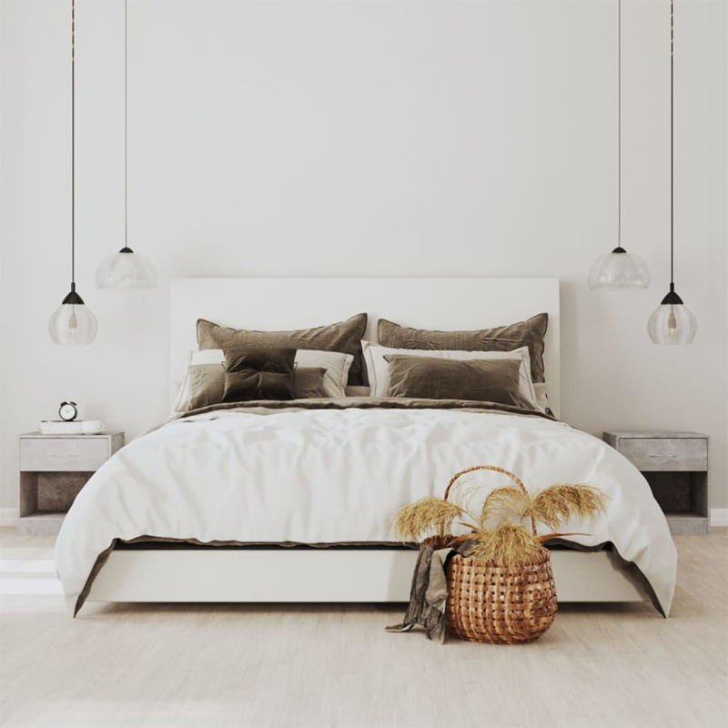 Noční Stolky 2 Ks Se Zásuvkou Betonově Šedá - Hnědý dub