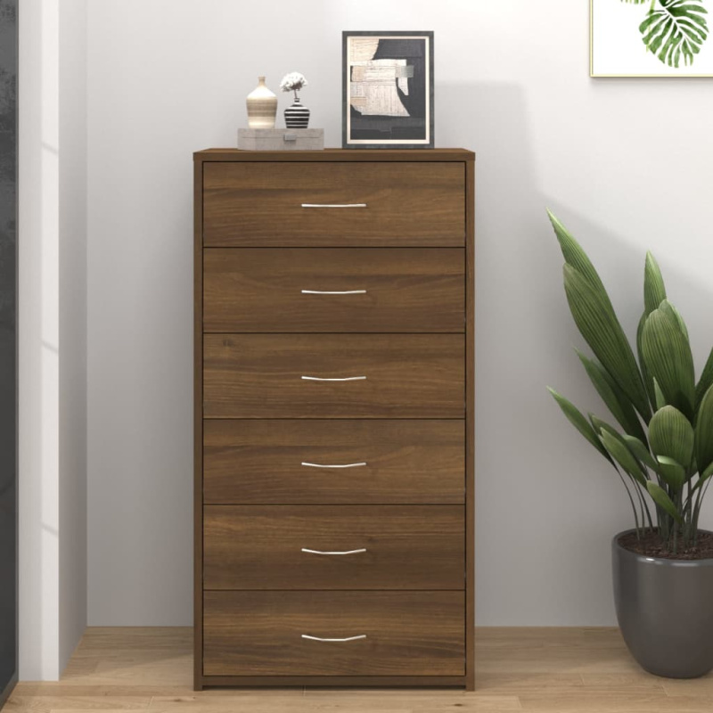 Příborník Se 6 Zásuvkami 50X34X96 Cm Kompozitní Dřevo - Hnědý dub