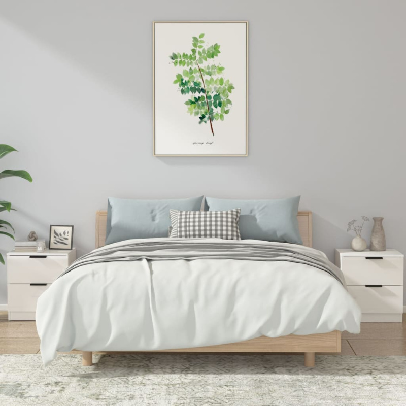 Noční Stolky 2 Ks Bílé S Vysokým Leskem Kompozitní Dřevo - Hnědý dub / 1