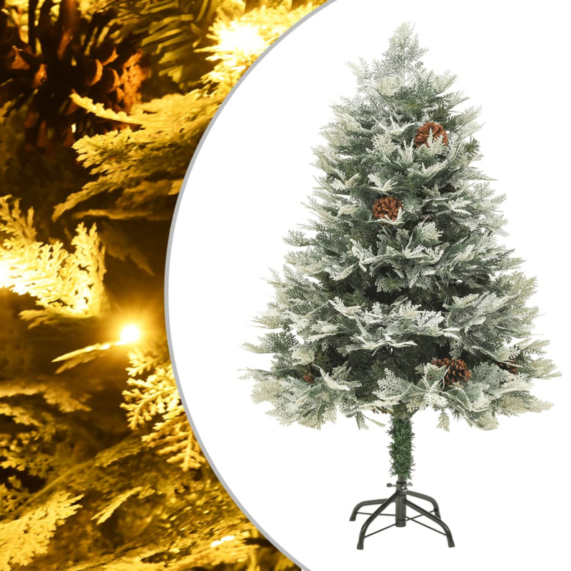 Vánoční Stromek S Led A Borovými Šiškami Zelený 150 Cm Pvc A Pe - 150 x 90 cm