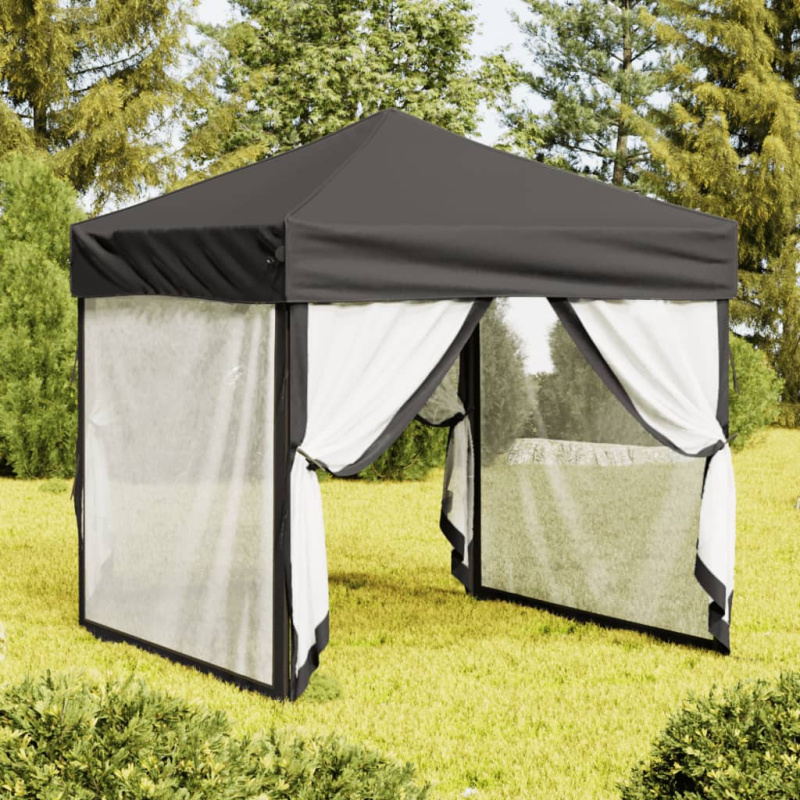Skládací Party Stan S Bočními Stěnami Antracitový - Taupe / 2 x 2 m