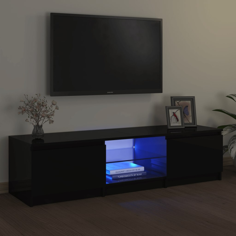 Tv Skříňka S Led Osvětlením Černá 140 X 40 X 35,5 Cm - Hnědý dub / 120 x 30 x 35.5 cm