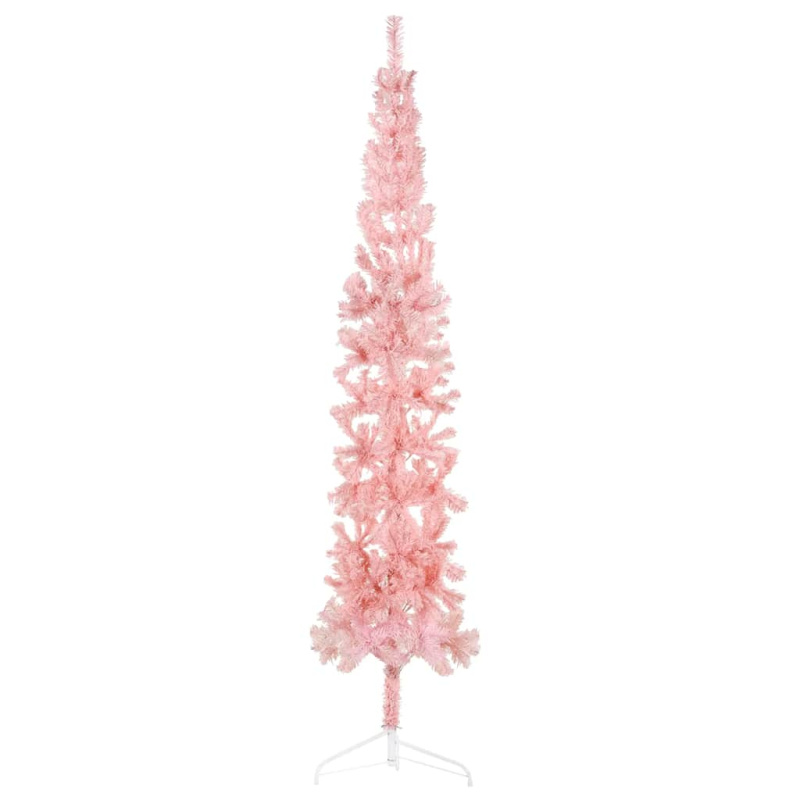Úzký umělý poloviční vánoční stromek se stojanem černý 150 cm