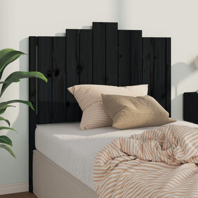 Čelo Postele Černé 106 X 4 X 110 Cm Masivní Borovice - Černá / 106 x 110 cm