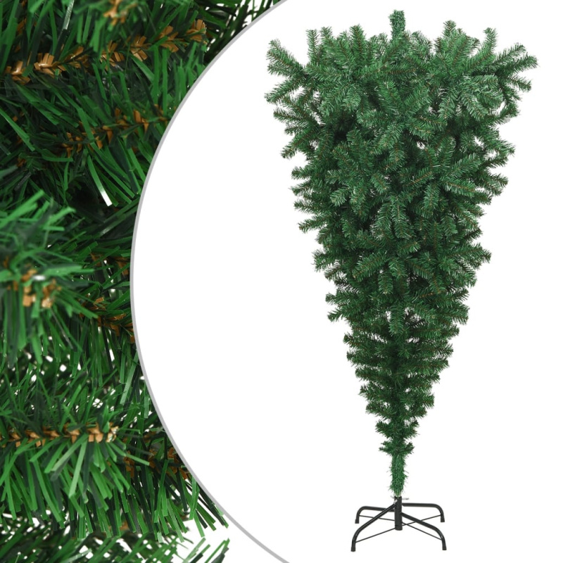 Umělý Vánoční Stromek Vzhůru Nohama Se Stojanem Zelený 210 Cm - Bílá / 150 x 80 cm