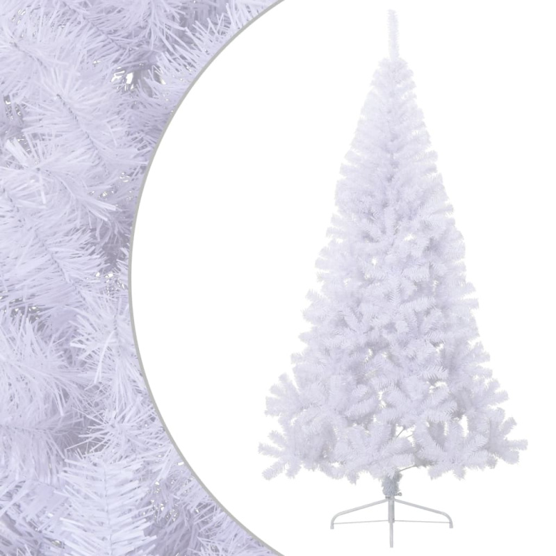 Umělý Poloviční Vánoční Stromek Se Stojanem Bílý 210 Cm Pvc - Modrá / 210 x 120 cm