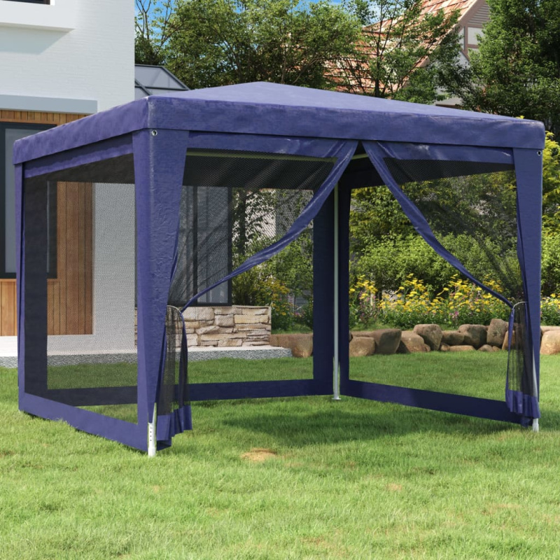 Party Stan Se 4 Síťovanými Bočnicemi Modrý Hdpe Modrá - with 10 sidewalls / 3 x 12 m