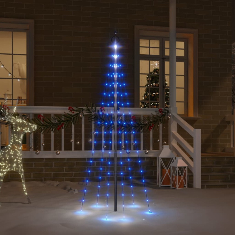 Vánoční stromek na stožár 108 modrých LED diod 180 cm