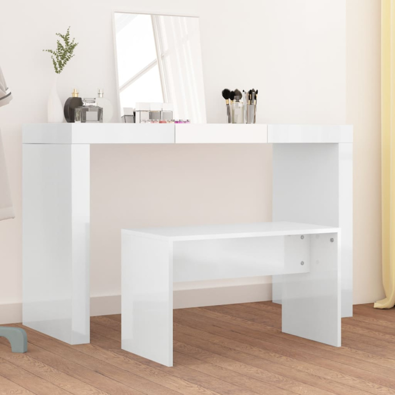 Stolička K Toaletnímu Stolku Lesklá Bílá 70X35X45 Cm Kompozit - Betonová šedá