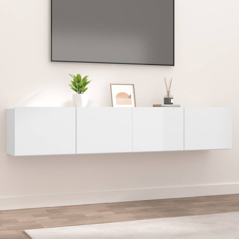 Tv Skříňky 2 Ks Lesklé Bílé 80X30X30 Cm Kompozitní Dřevo - dub sonoma / 2