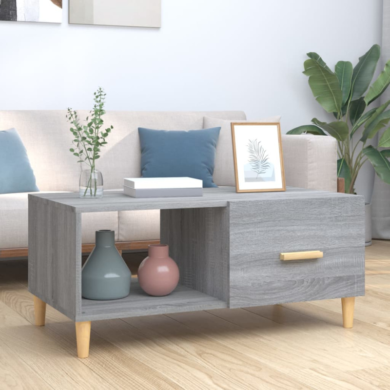 Konferenční Stolek Šedý Sonoma 89,5X50X40 Cm Kompozitní Dřevo - Hnědý dub