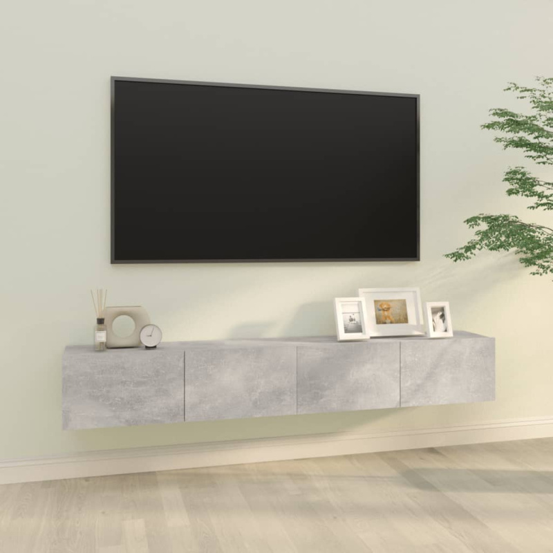 Nástěnné Tv Skříňky 2 Ks Betonově Šedé 100X30X30 Cm Kompozit - Kouřový dub