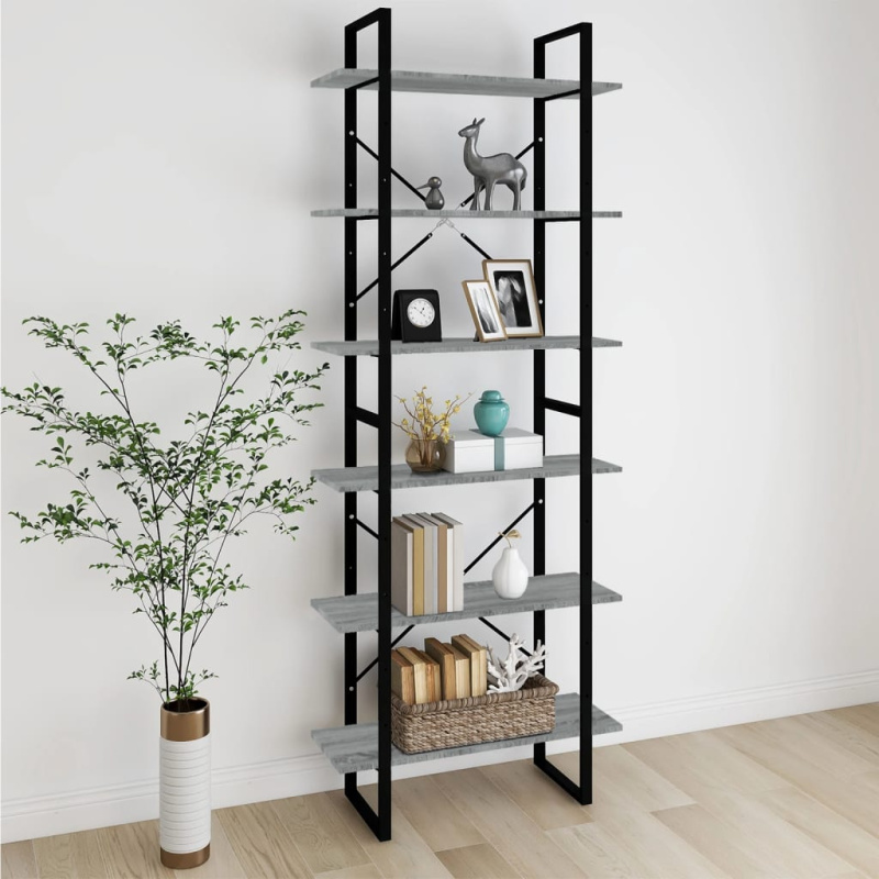 Vysoký Regál Šedý Sonoma 100 X 30 X Šedá Sonoma - kompozitní dřevo / 105 cm