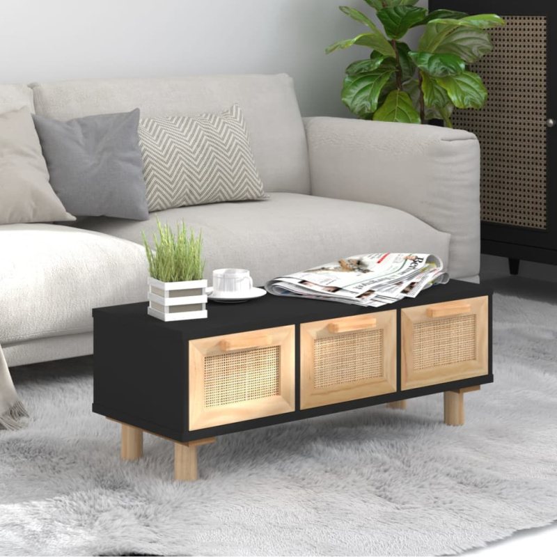Konferenční Stolek Černý 80X40X30 Cm Kompozitní A Borové Dřevo - Bílá