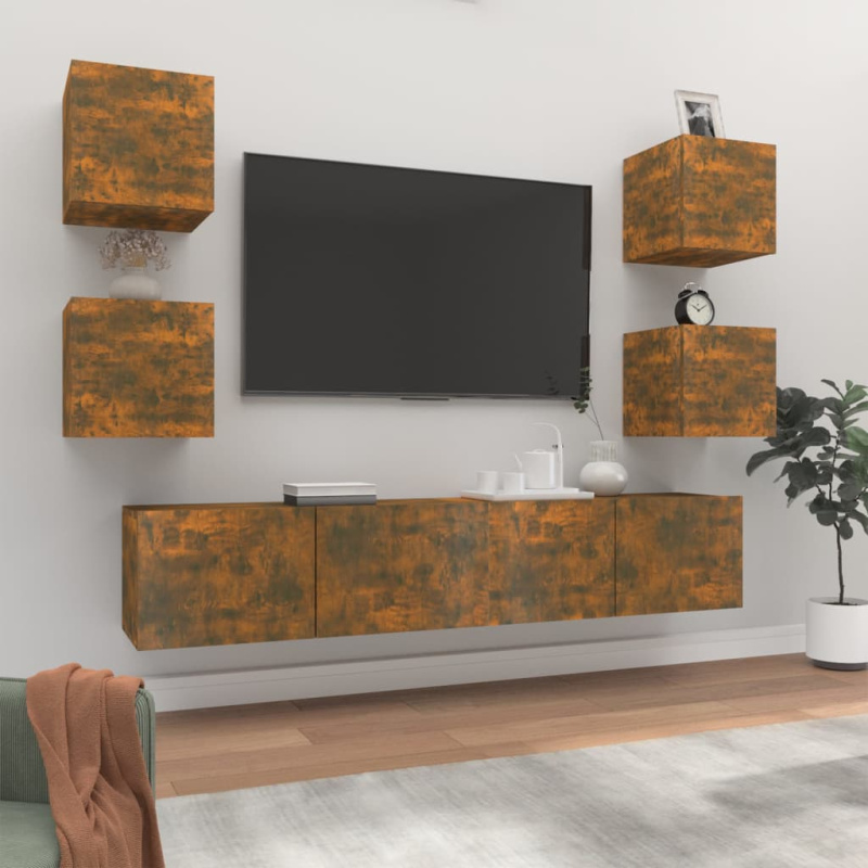 vidaXL 6dílný set TV skříněk bílý s vysokým leskem kompozitní dřevo