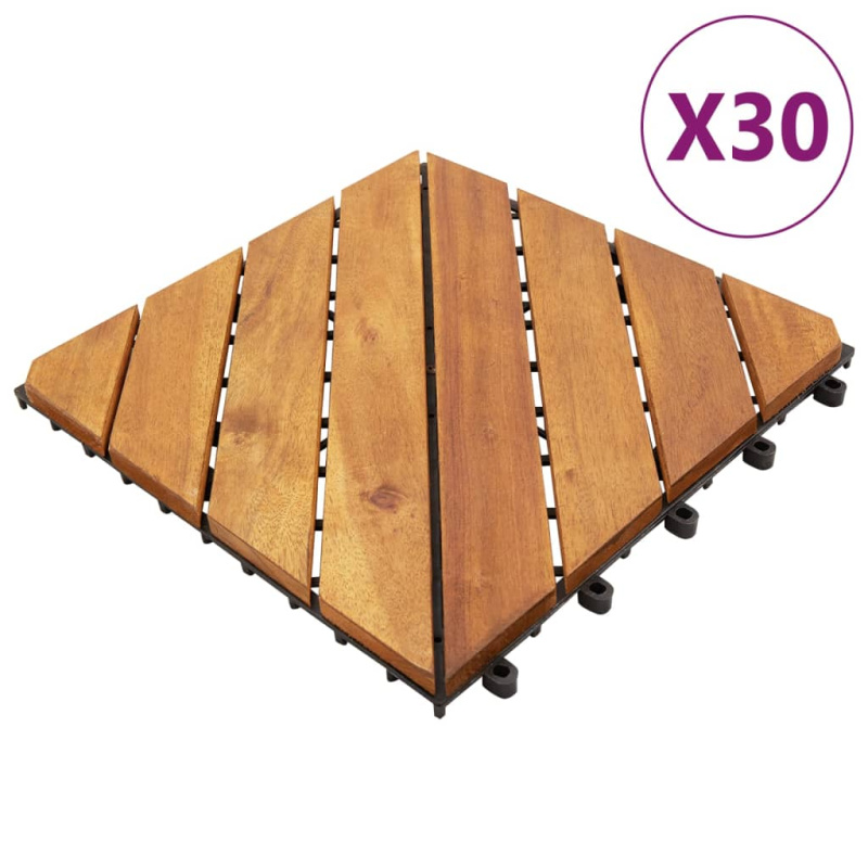 Terasové Dlaždice 30 Ks Hnědé 30 X 30 Cm Masivní Akáciové Dřevo - Hnědá / 20 ks / vzorek 3