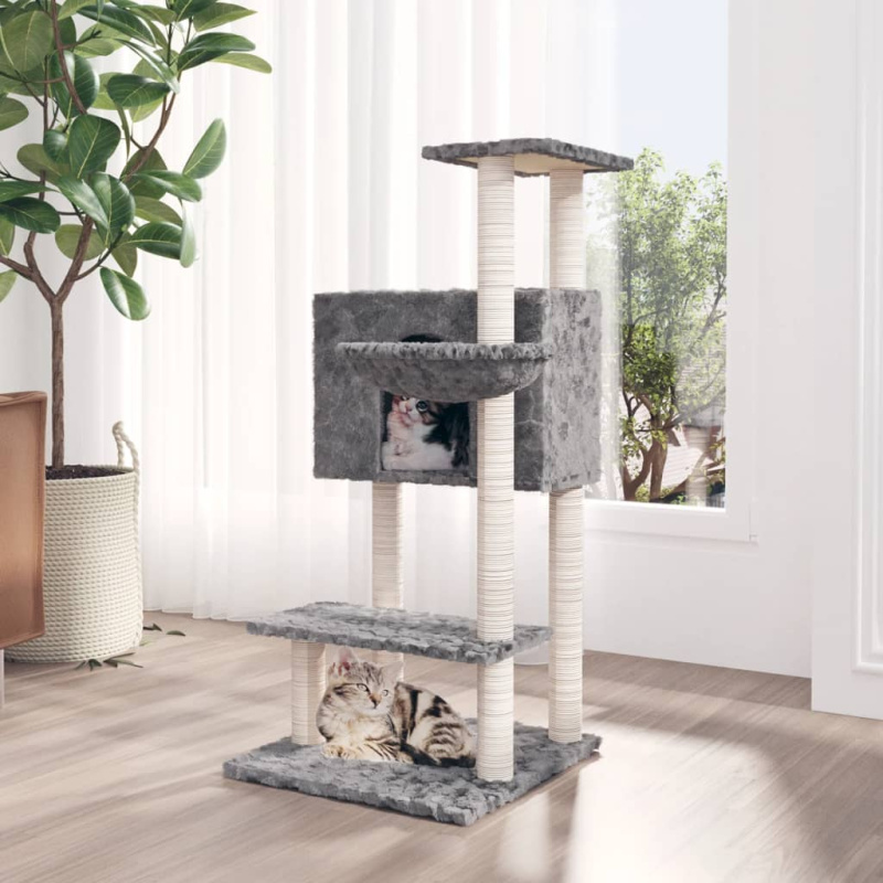 Škrabadlo Pro Kočky Se Sisalovými Sloupky Světle Šedé 108,5 Cm - Krémová