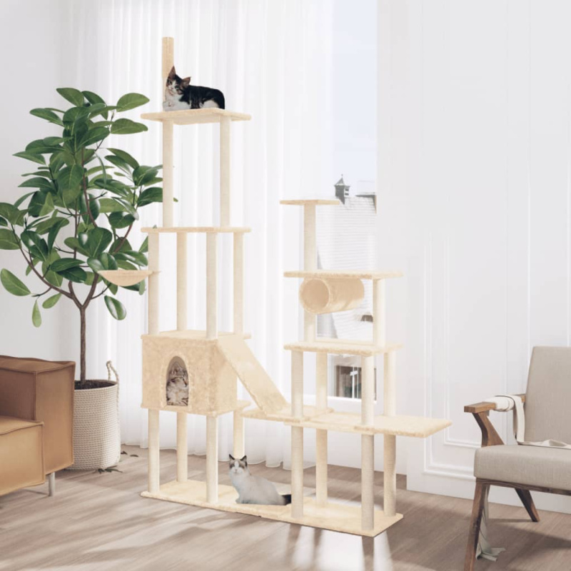 Škrabadlo Pro Kočky Se Sisalovými Sloupky Krémové 279 Cm - Světle šedá