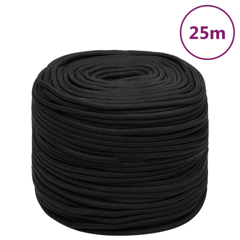 Lodní Lano Celočerné Polypropylen Černá - 500 m / 8 mm