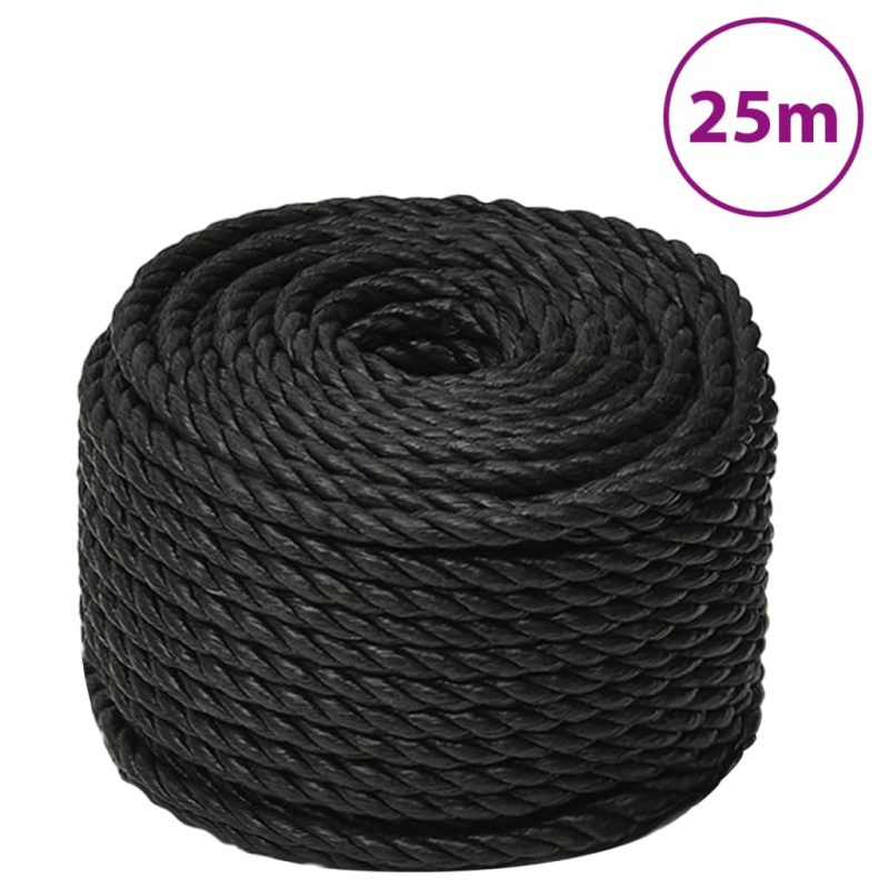 Pracovní Lano Černé Polypropylen Černá - 100 m / 14 mm