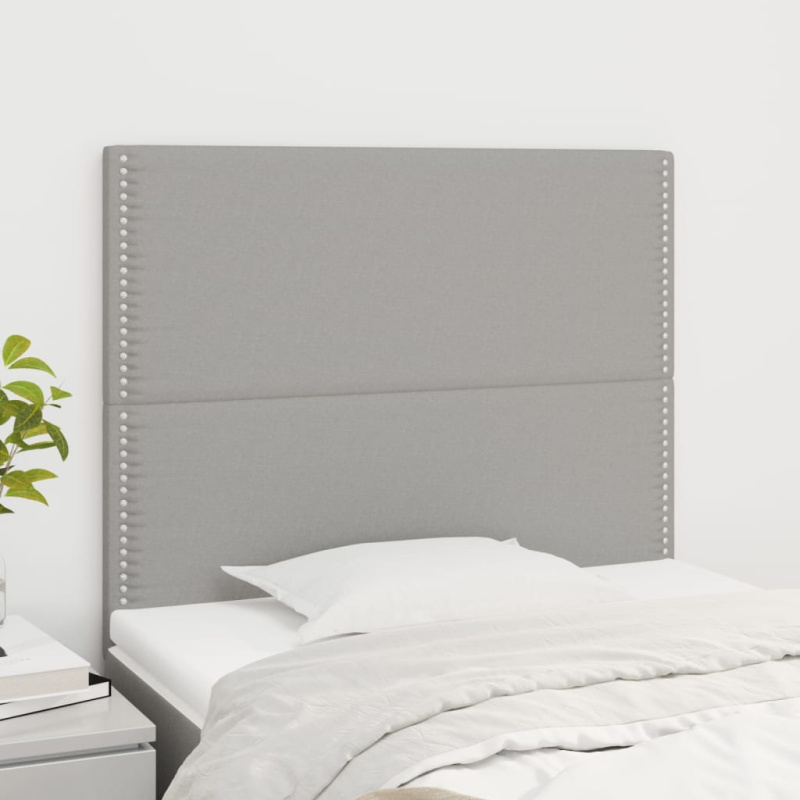 Čela Postele 2 Ks 80X5X78/88 Cm Textil Světle Šedá - Nízké / 144 cm