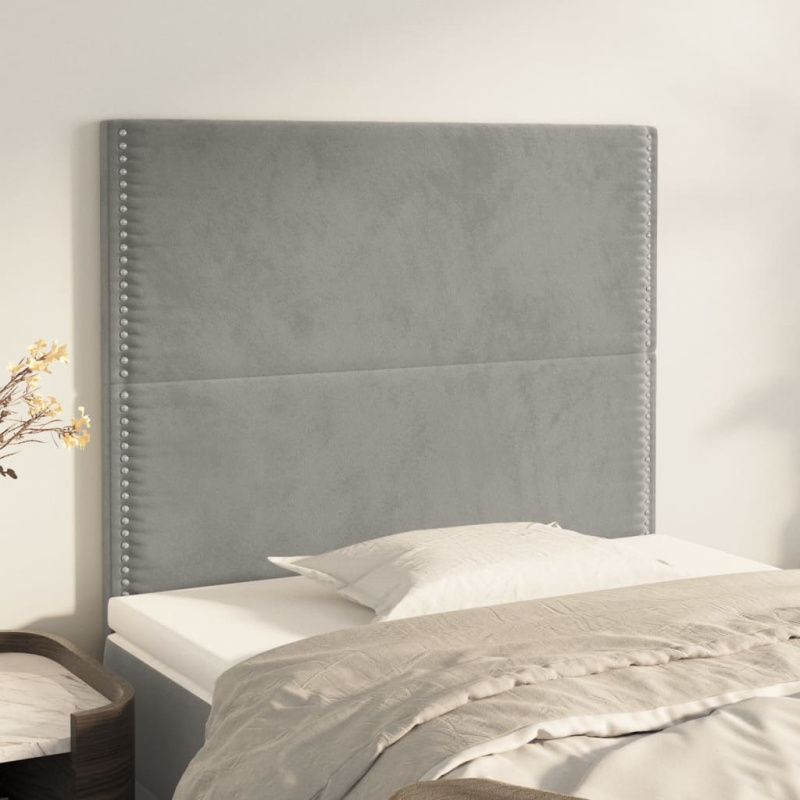 Čela Postele 2 Ks 80X5X78/88 Cm Samet Světle Šedá - Nízké / 144 cm