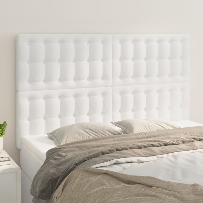 Čela Postele 4 Ks 72 X 5 X 78/88 Cm Umělá Kůže Bílá - Nízké / 144 cm