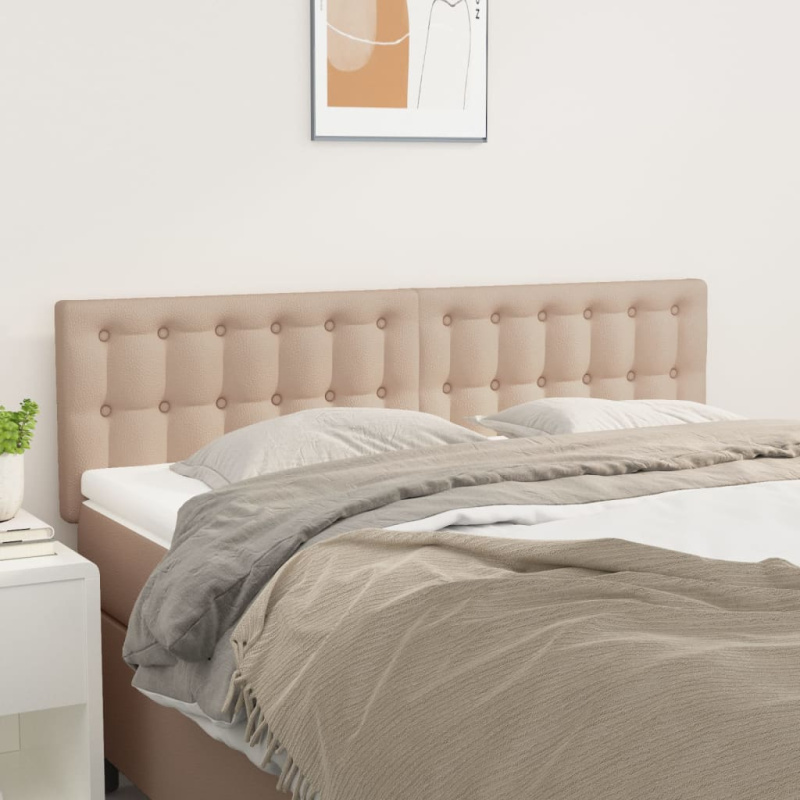 Čela Postele 2 Ks 72 X 5 X 78/88 Cm Umělá Kůže Cappuccino - Nízké / 144 cm