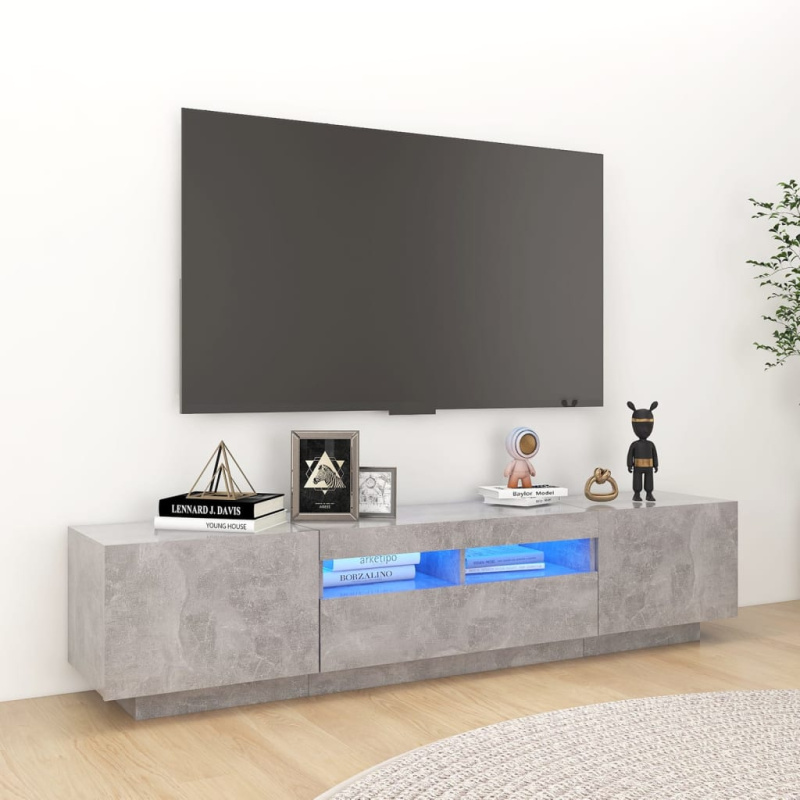 Tv skříňka s led osvětlením betonově šedá 180 x 35 x 40 cm - Hnědý dub