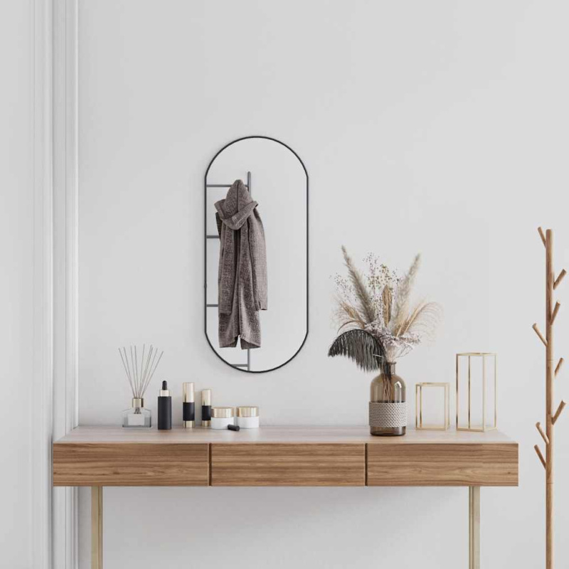vidaXL Nástěnné zrcadlo stříbrné 100x45 cm oválné
