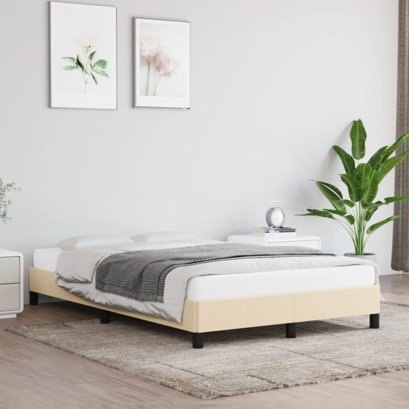Rám Postele Bez Matrace Krémový Textil Krémová - 160 x 200 cm / 25 cm