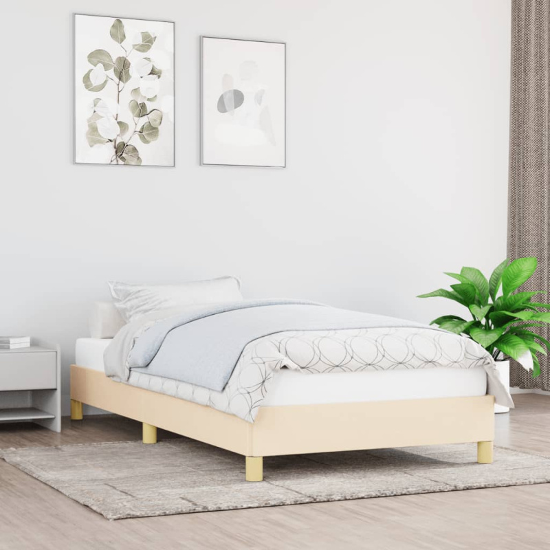 Rám Postele Bez Matrací Krémově Textil Krémová - 120 x 200 cm / 25 cm