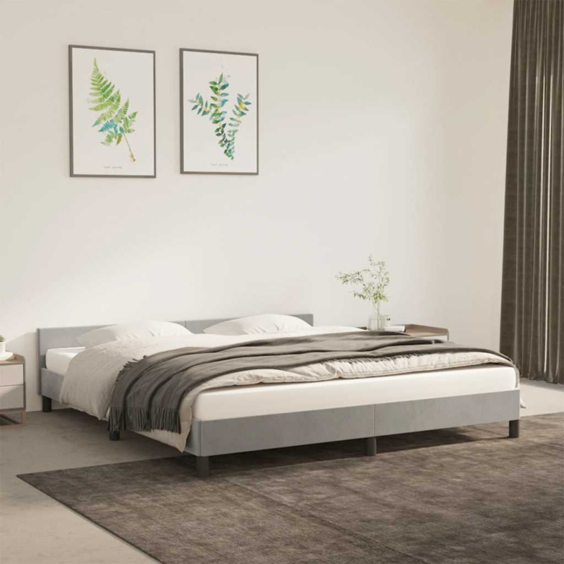 Rám Postele Bez Matrace Světle Šedý Samet - Světle šedá / 180 x 200 cm
