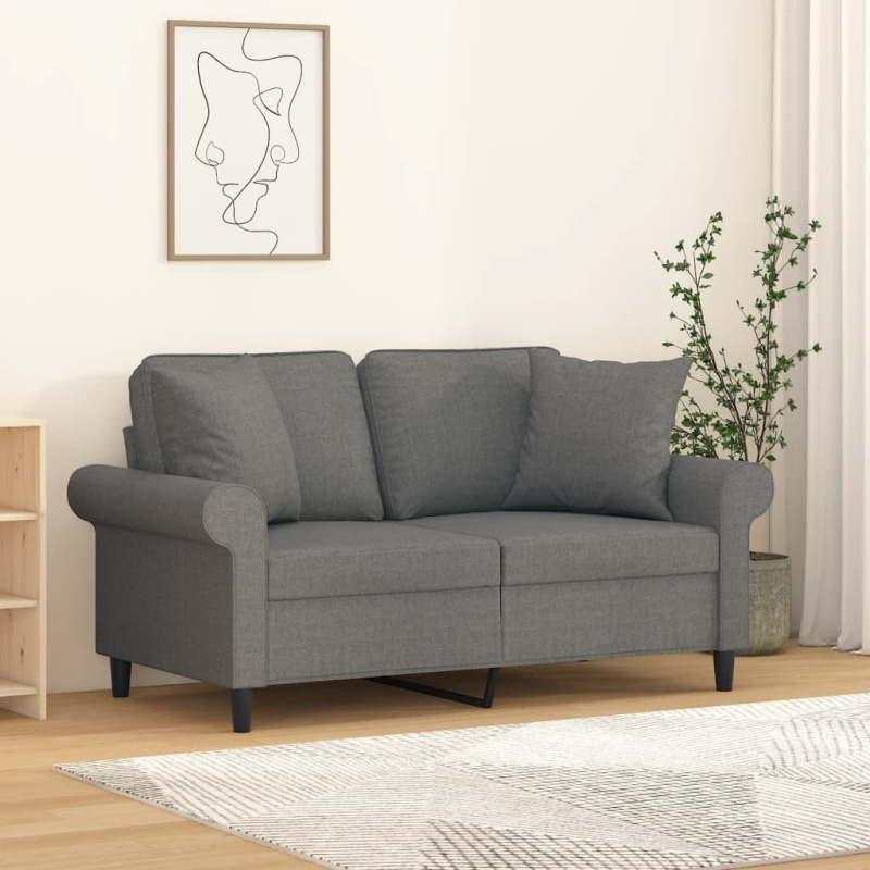 Dekorační Polštáře 2 Ks Tmavě Šedé 40 X 40 Cm Textil - Krémová