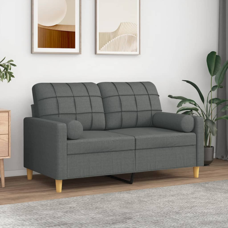 Dekorační Polštáře 2 Ks Tmavě Šedé Ø 15 X 50 Cm Textil - vínová červená