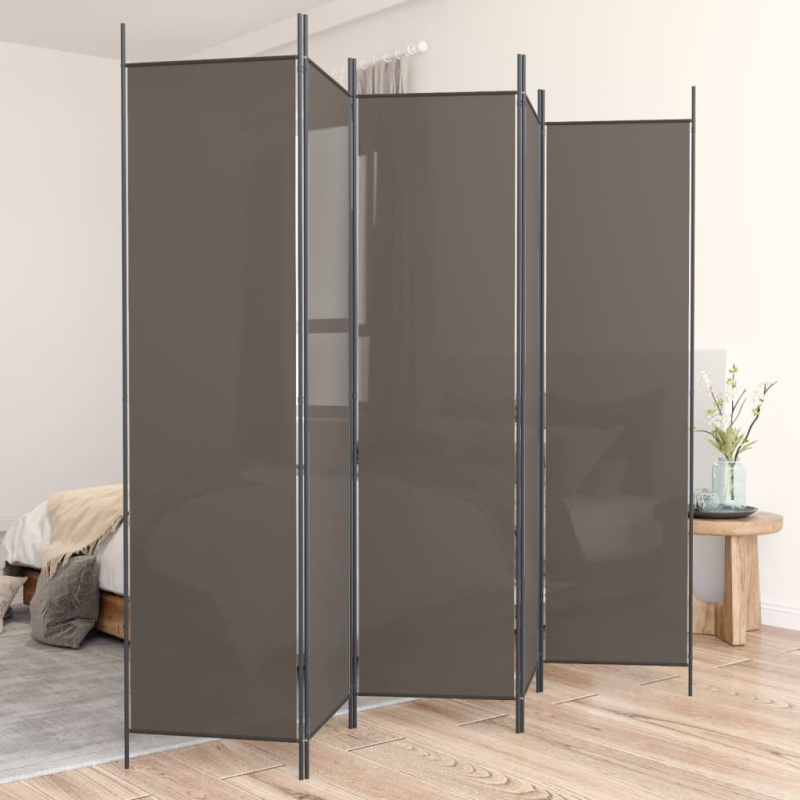 5Dílný Paraván Antracitový Textil Antracitová - 5 / 250 x 200 cm