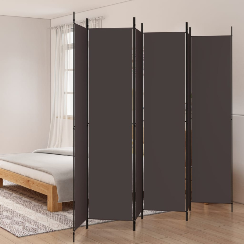 6Dílný Paraván Hnědý Textil Hnědá - 4 / 200 x 220 cm