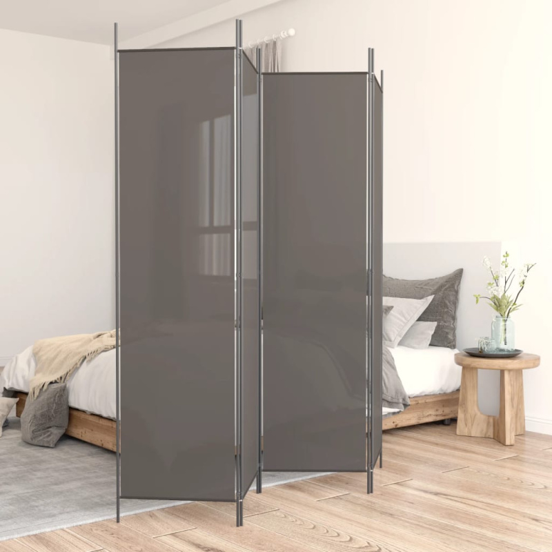 4Dílný Paraván Antracitový Textil Antracitová - 6 / 300 x 220 cm