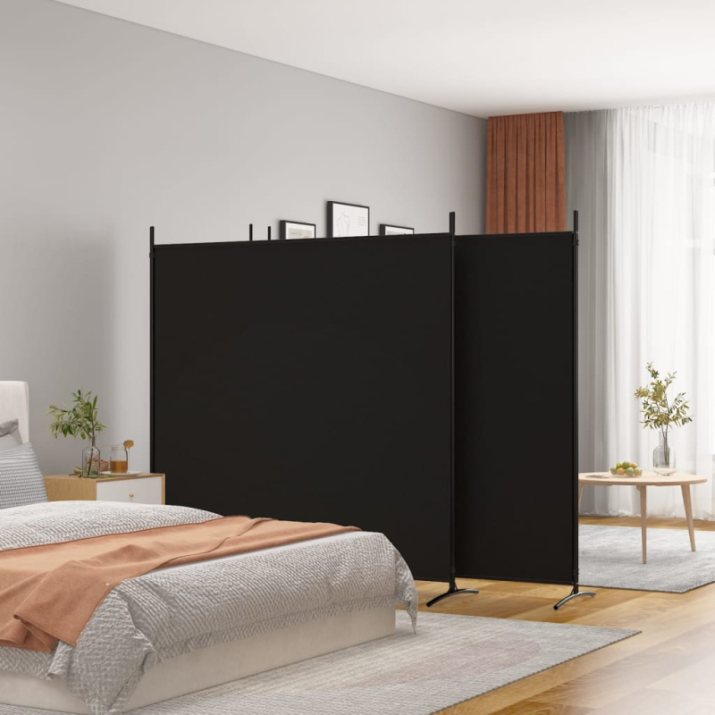 Paraván Černý Textil Černá - 3 / 525 x 180 cm