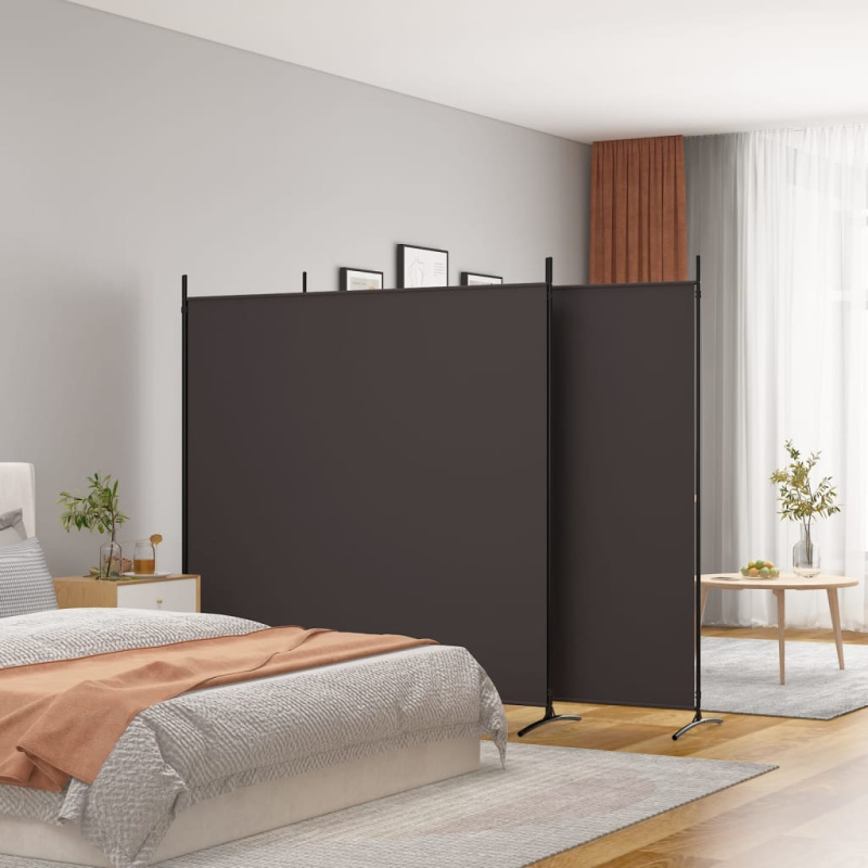 3Dílný Paraván Hnědý Textil Hnědá - 4 / 698 x 180 cm