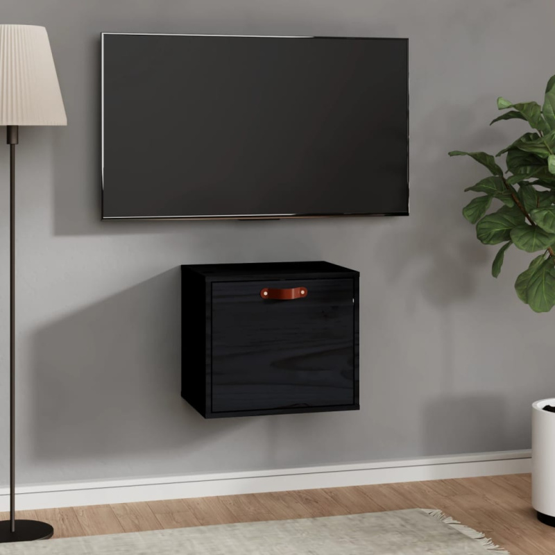 Nástěnná Skříňka Černá 40X30X35 Cm Masivní Borové Dřevo - medová hnědá