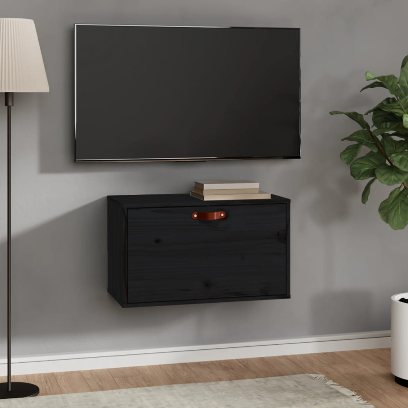 Nástěnná Skříňka Černá 60X30X35 Cm Masivní Borové Dřevo - medová hnědá