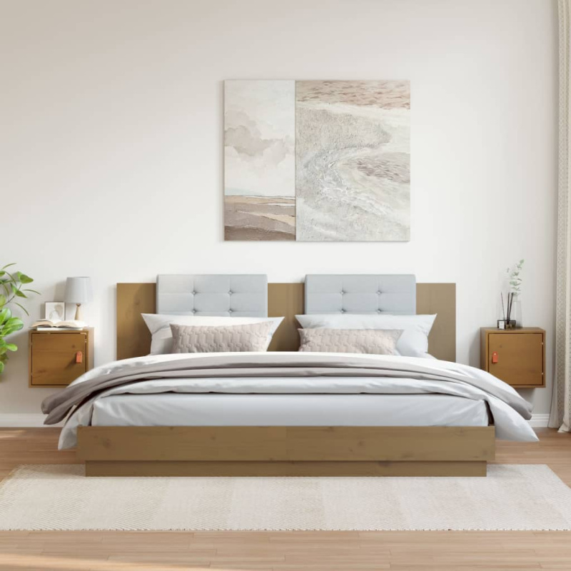 Nástěnné Skříňky 2 Ks Medově Hnědé 31,5X30X30 Cm Borové Dřevo